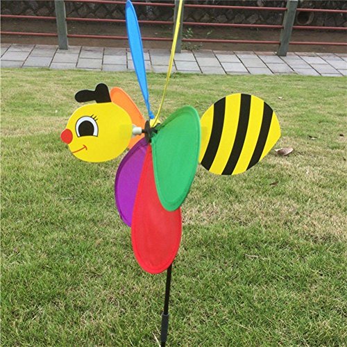 Jili Online 3D Large HoneyBee Shaped Windmill Wind Wheel Whirligig Garden Lawn Yard Decoration