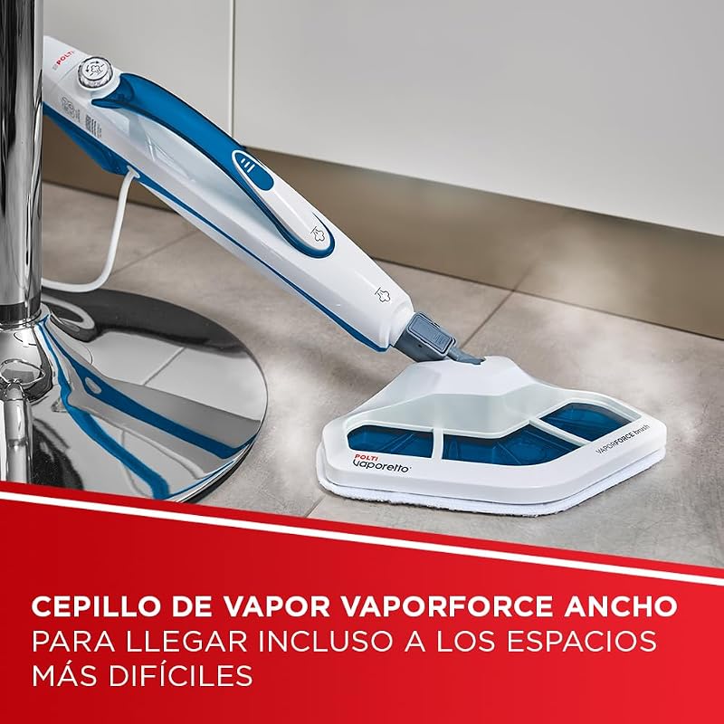 Polti vaporetto sv460_double - vassoura a vapor dupla função com limpador portátil, mata e elimina 99,9% * de vírus, germes e bactérias, conjunto extra de panos, escova vaporforce, 17 acessórios