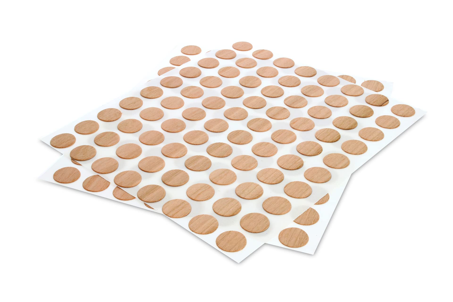 WoodPress® Real Cherry Wood, Screw Cover Caps/Hole Covers, Peel & Stick – 13mm – x160 Pieces per Pack – For Furniture Repairs, Can be Varnished or Finished as Desired