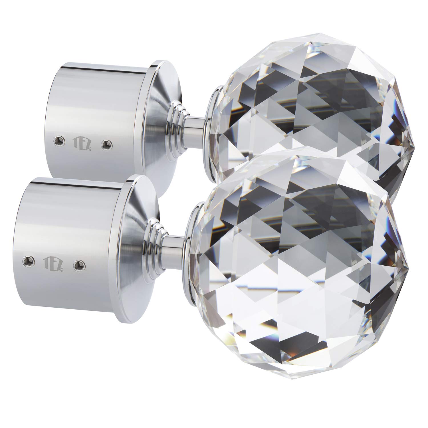 Tez 60mm Solid Crystal Glass Curtain Pole Finials British