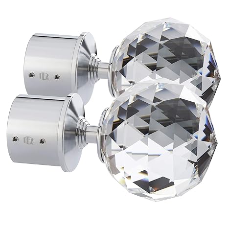 Tez 60mm Solid Crystal Glass Curtain Pole Finials British