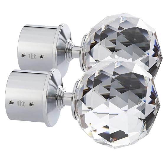 TEZ® 60mm Solid Crystal Glass Curtain Pole Finials British Designed