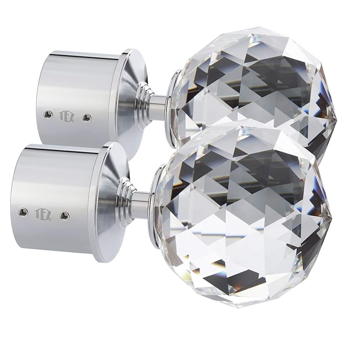 TEZ® 60mm Solid Crystal Glass Curtain Pole Finials British Designed