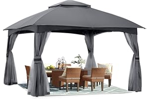 ABCCANOPY Outdoor Gazebos for Patio with Netting and Pole Coverings (10x10, Dark Gray)