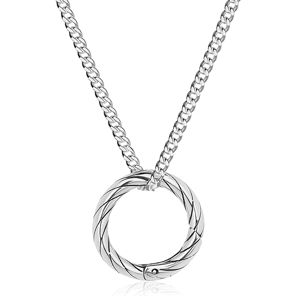 GAVU Tungsten Ring Necklace for Men, Mens Circle Chain