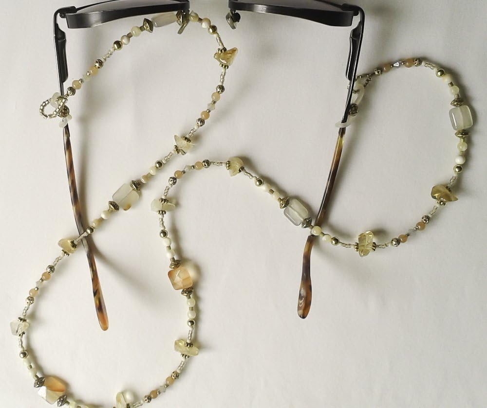Crystal and Citrine Gemstone Eyeglass Chain #EY125