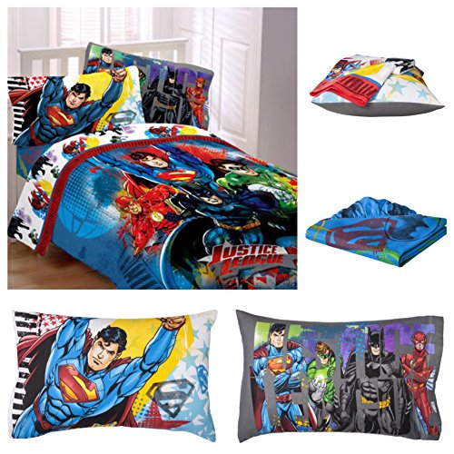 Dc Comics Justice League Complete Reversible Twin Bedding Set Comforter Sheets Pillow Case Buy Online In Guernsey At Guernsey Desertcart Com Productid 14872759