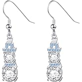 Yearace Snowman Snowflake Jewelry Set 925 Sterling Silver Christmas Dangle Drop Earrings and Necklace - Winter Holiday Xmas Jewelry Gifts for Women