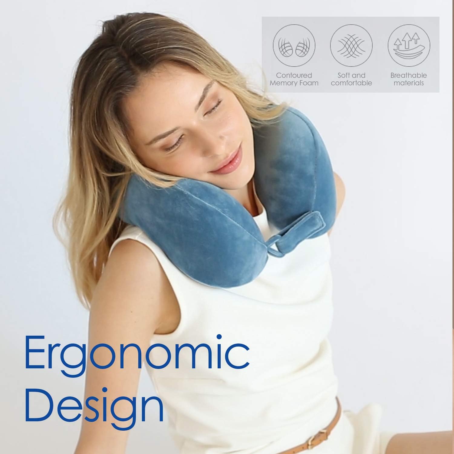 Travel Blue Wider Fit Tranquility Memory Foam Travel Pillow for Airplane Flight Pillow - Image 5