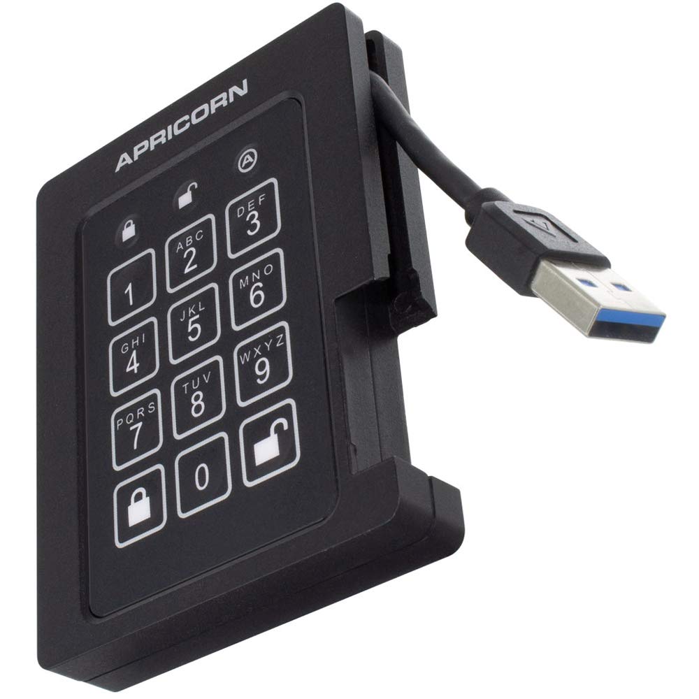 Apricorn 4TB Aegis Padlock SSD 256-Bit, FIPS 140-2 Level 2 Validated Ruggedized USB 3.0 Encrypted External Portable Drive (ASSD-3PL256-4TBF)