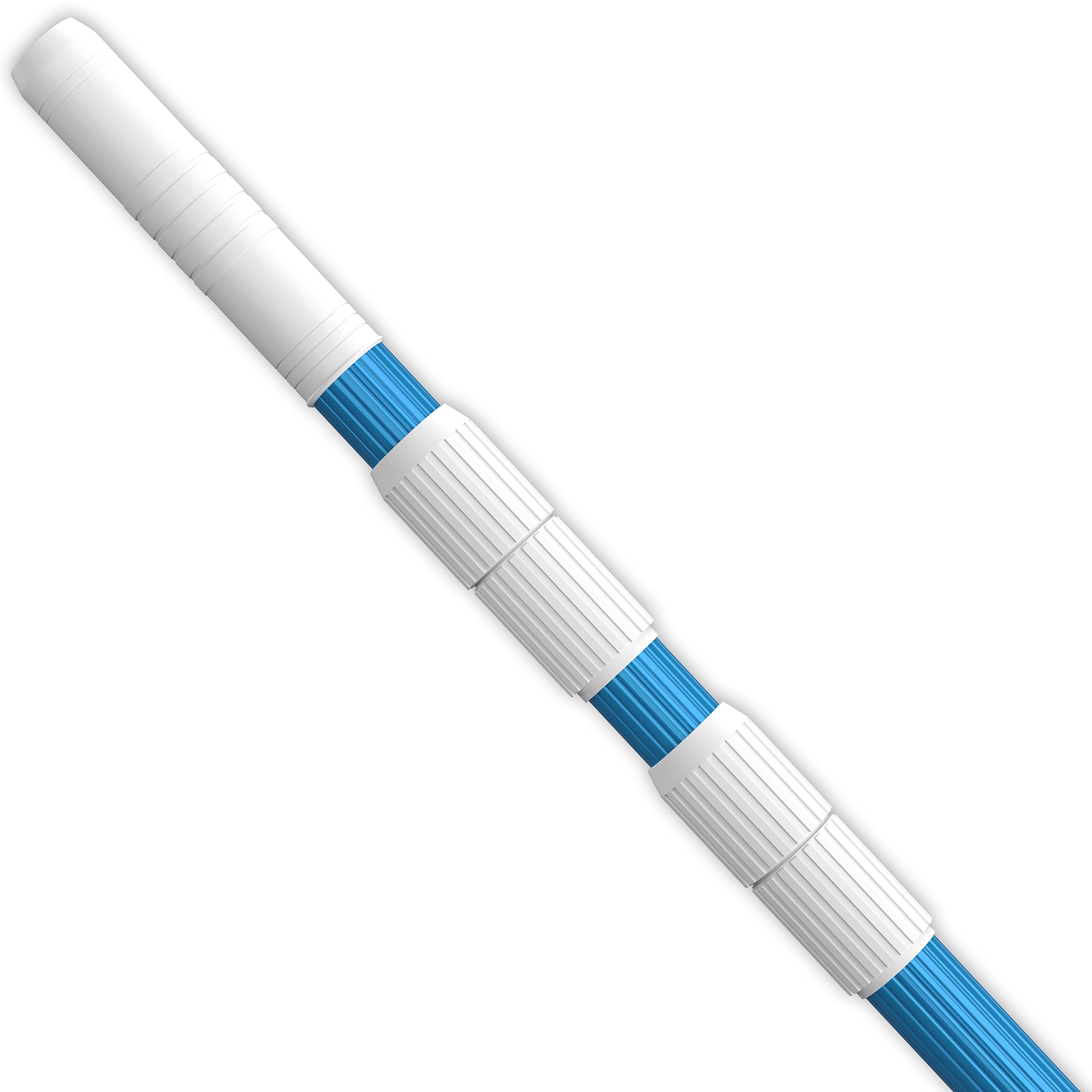 Greenerever 450 cm Swimming Pool Pole Telescopic Aluminum Rod for Skimmer Nets Vacuum Heads with Hoses Rakes Brushes | Adjustable Length | 1.3 mm Commercial Thick Pole | Ribbed Finish Blue