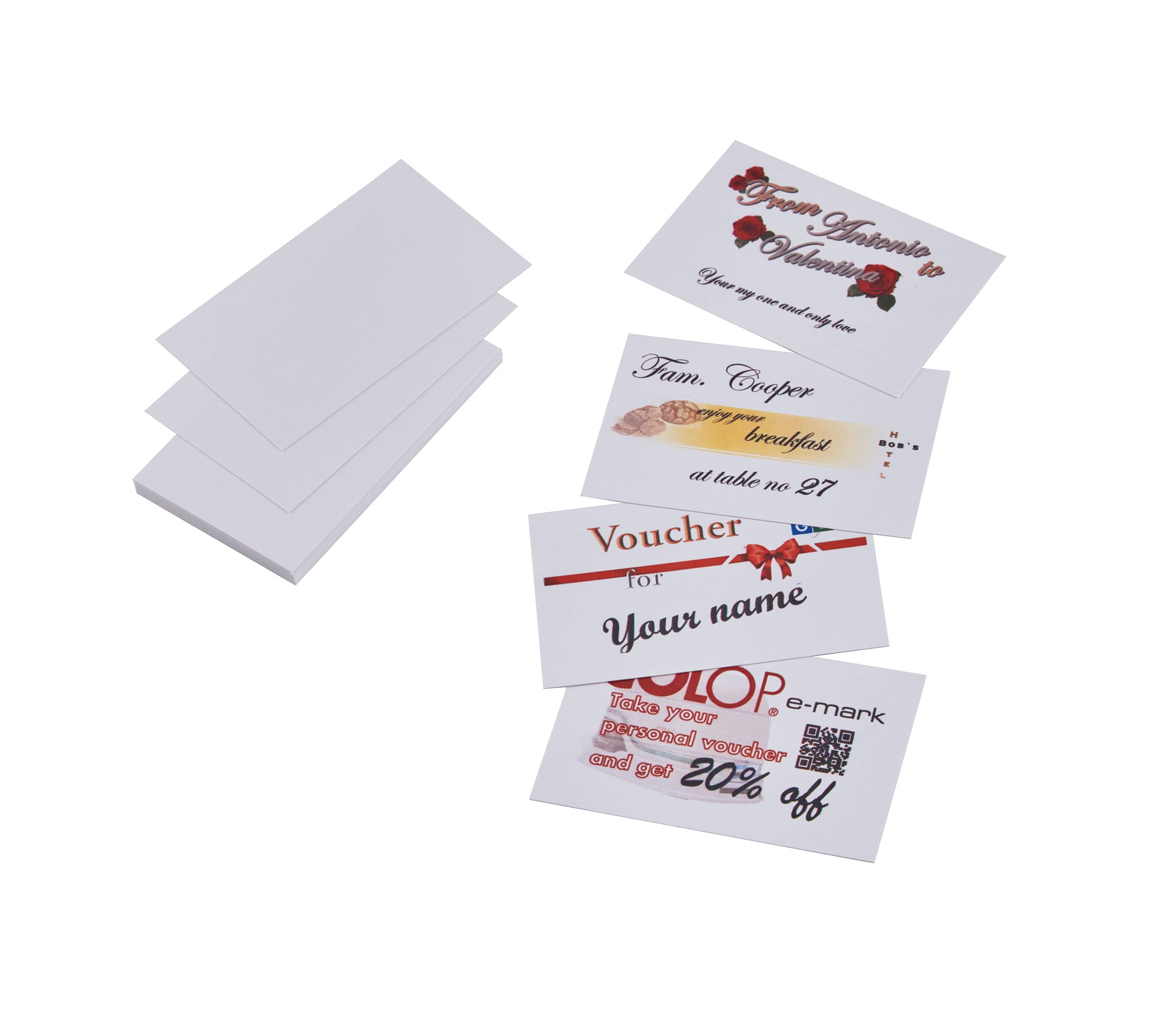 COLOP e-Mark Paper Business Cards White for Printing with E-Mark, 1 Pack = 100 Items