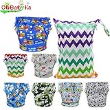 Ohbabyka Baby Washable Reusable Training Diapers Nappies 7PCS , A Wet/Dry Bag