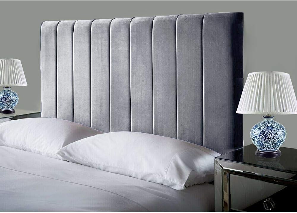 Portland Lined Headboard 24in Grey Velvet for Divan Beds