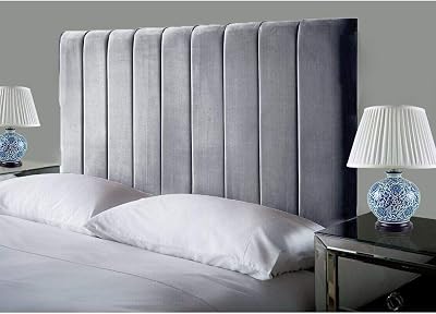 Portland Lined Headboard 24in Grey Velvet for Divan Beds