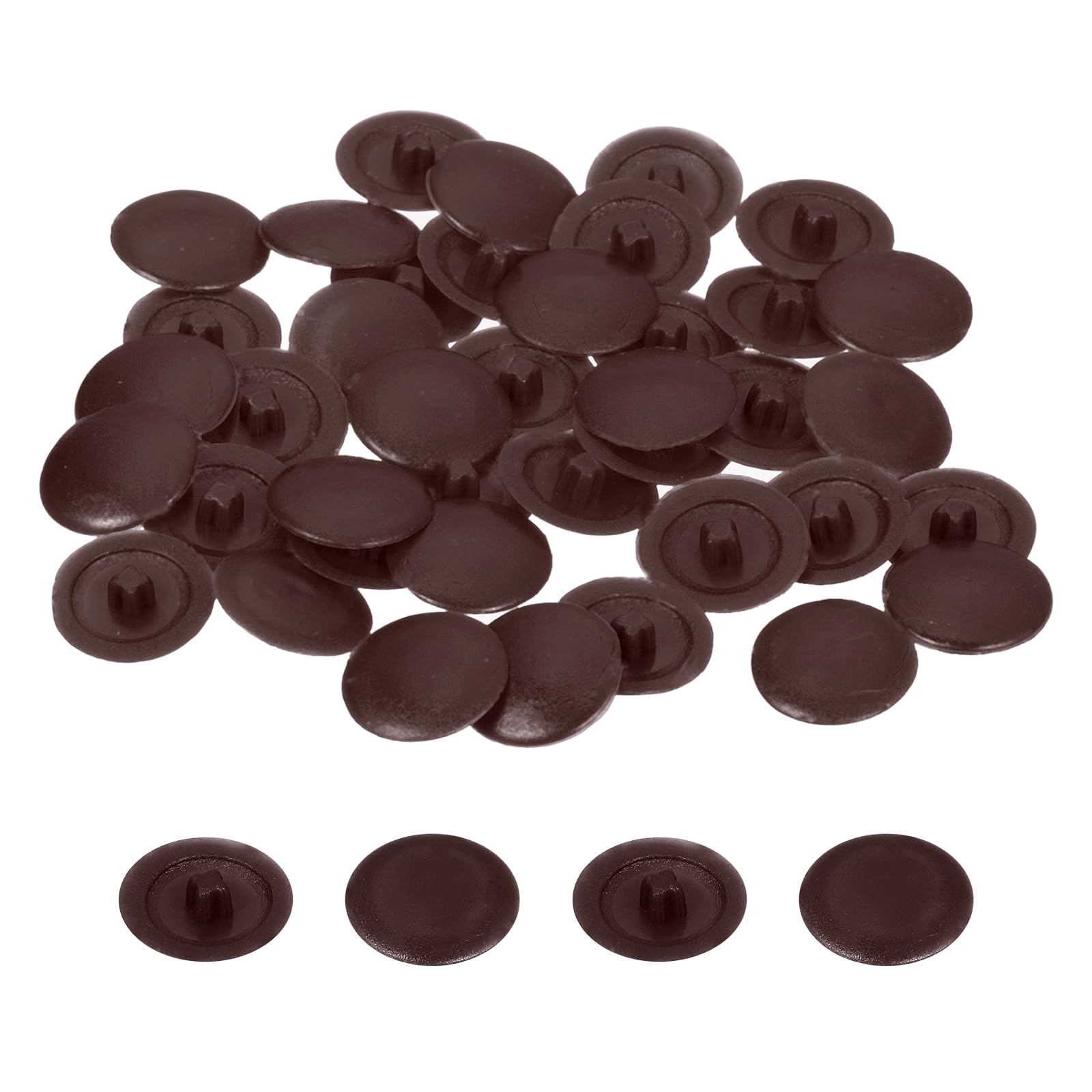Photo 1 of uxcell 100PCS Screw Cap Covers, 12mm Waterproof Plastic Screw Decorative Caps for Phillips Cam Lock Nuts Self-Tapping Screws, Dark Brown