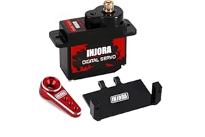INJORA RC Servo 12g Digital V2 Servo with Metal Mount and 15T Arm for AX24 Axial SCX24 Car Model Upgrade Parts(Red)