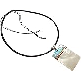 Swimmi Natural Two Tones Mother of Pearl Shells Pendant Beads Cord Necklace Handmade Women Jewelry CA291