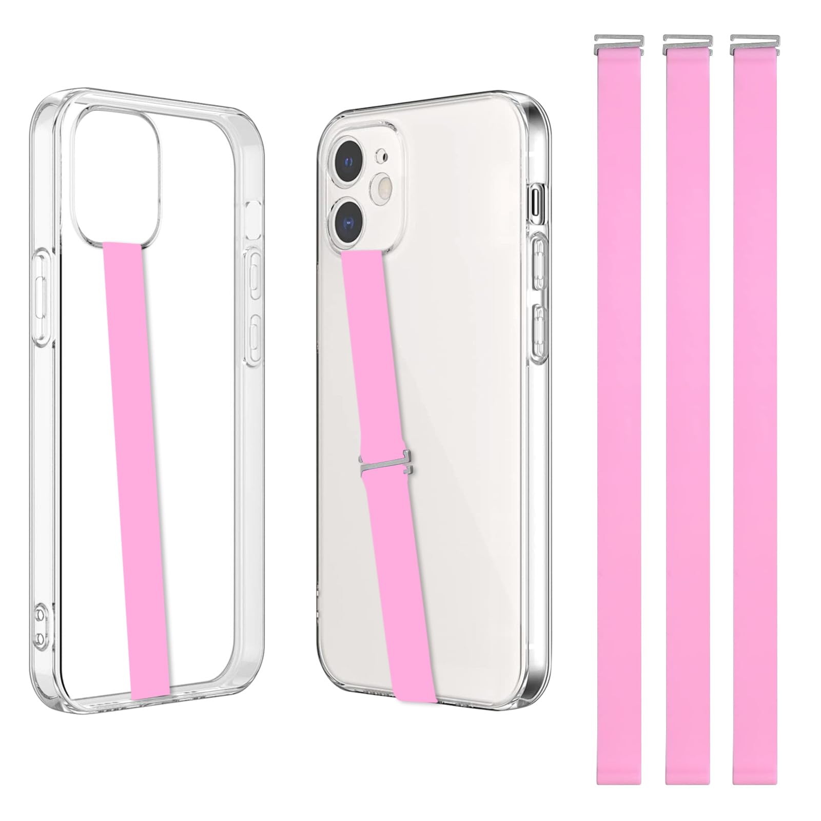 TEAMOLA Silicone Phone Grip Strap - Pink 210 Phone Hand Strap Holder with Loop for Cell Phones, iPhone Grip, Finger Holder & Back of Phone Grips, Secure Anti-Slip Grip(3 Packs)