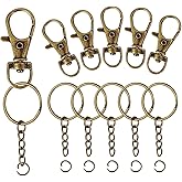 100 Pcs Swivel Snap Hook and Key Rings with Chain and Jump Rings for Keychain Lanyard DIY Jewelry Crafts Accessories(50 Lanyard Snap Hooks+50 Key Ring with Chains) (Bronze)