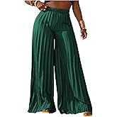 SOLY HUX Women's Wide Leg Palazzo Pleated Pants High Waisted Flowy Loose Dressy Casual Long Trousers