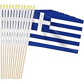 Pack of 20, Handheld Greece Flags 5x8 Inch – Small Greek Flags on Wooden Sticks with Gold Spear Top, Mini Greece Country Flag for National Day, Parades, Patriotic Decorations