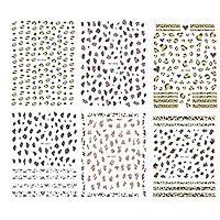 Yigo 6 Sheet Assorted Color Leopard Print Nail Art Stickers Self-adhesive Nail Tip 3d Design Nail Decals DIY Nail Decoration Tools