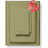 1000-Thread-Count 100% Pure Cotton Bed Sheets -4 Pc King Size Sage Green Sheet Set, Single Ply Long Staple Combed Cotton Yarns, Best Luxury Sateen Weave, Fits Mattress Upto 17'' Deep Pocket