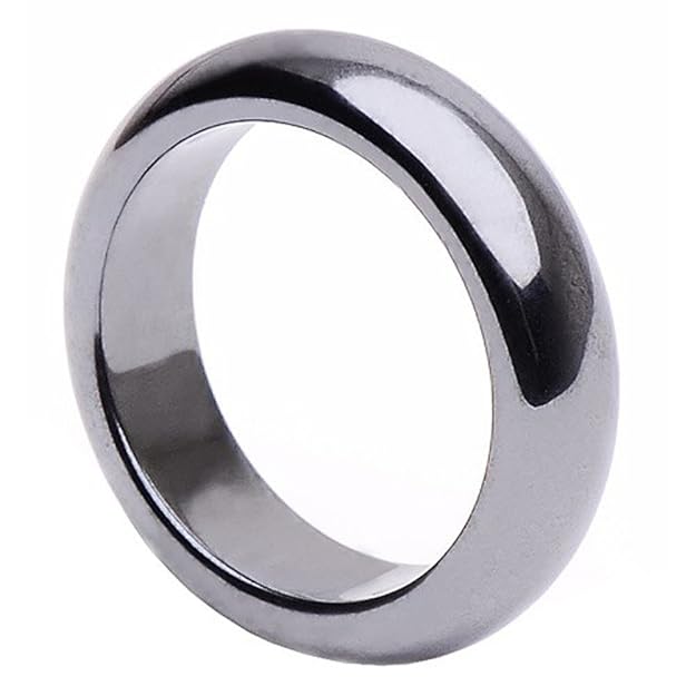 Ring aus echtem Hämatit grau dunkelgrau glatt rund Hämatitring Steinring Unisex