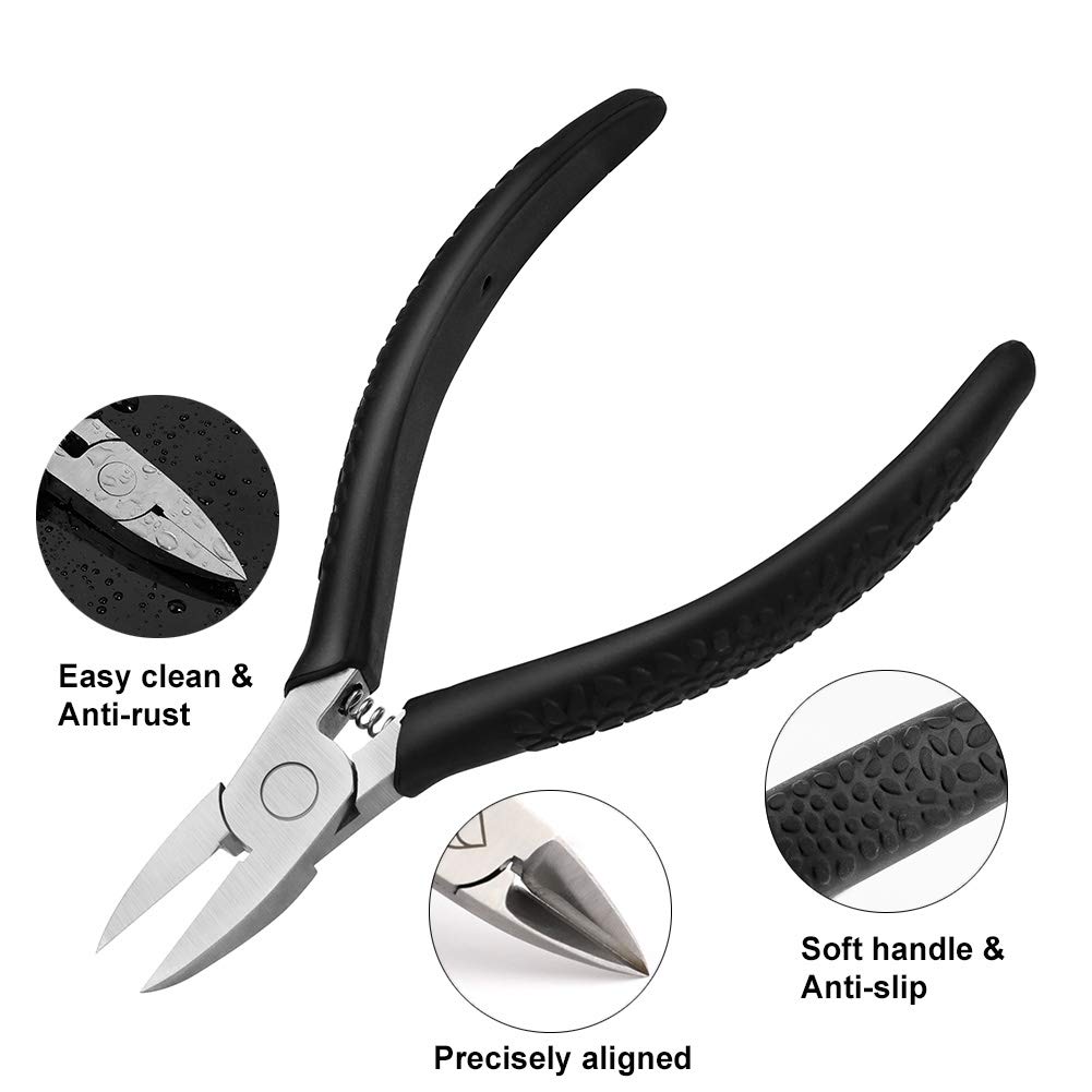 FERYES Straight Blade Toenail Clippers with Toenail Lifter and Fork - Podiatrist Toe Nail Clipper for Thick Toenails - 2 in 1 Ingrown Toenail Tools Kit: Beauty