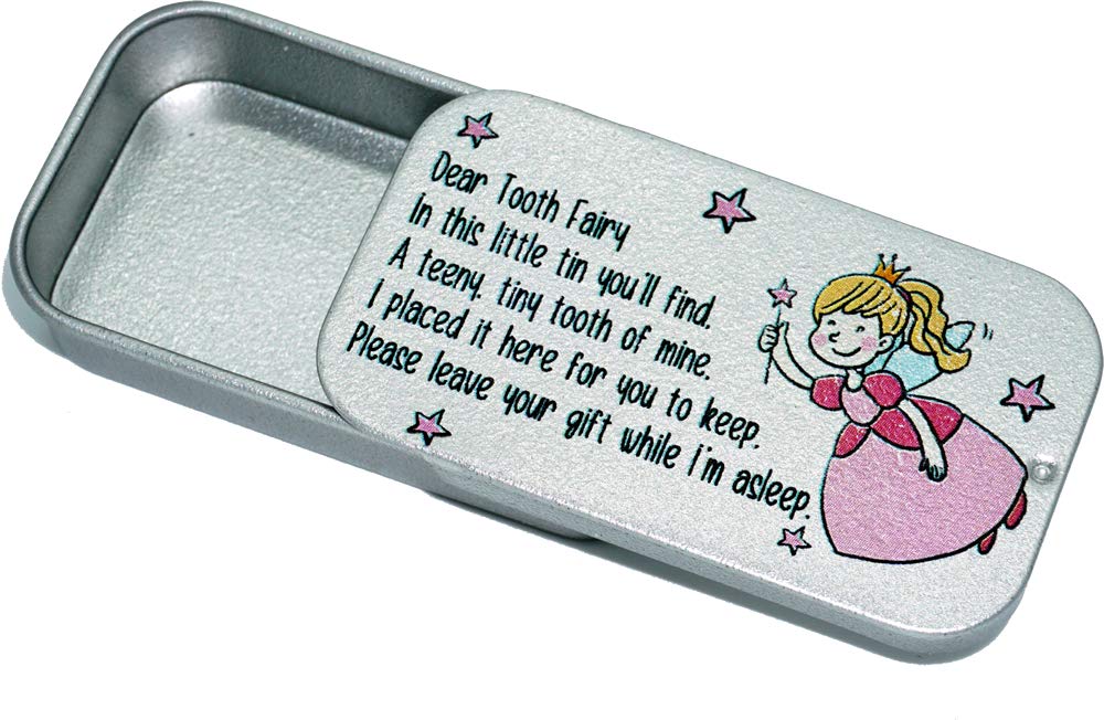 Maisie Moo Gifts Limited Tooth Fairy Keepsake Tiny Tin Box Pink or Blue Stars Child Childrens (Pink Stars)
