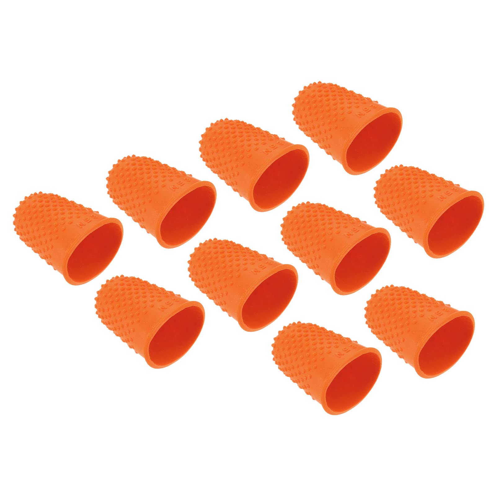 PATIKIL 0.87x1.3 Inch Rubber Finger Tips, 10 Pack Silicone Thumb Fingertip Protector Covers Guard Pads Thimble Grips for Office Counting Sewing, Orange XL Size