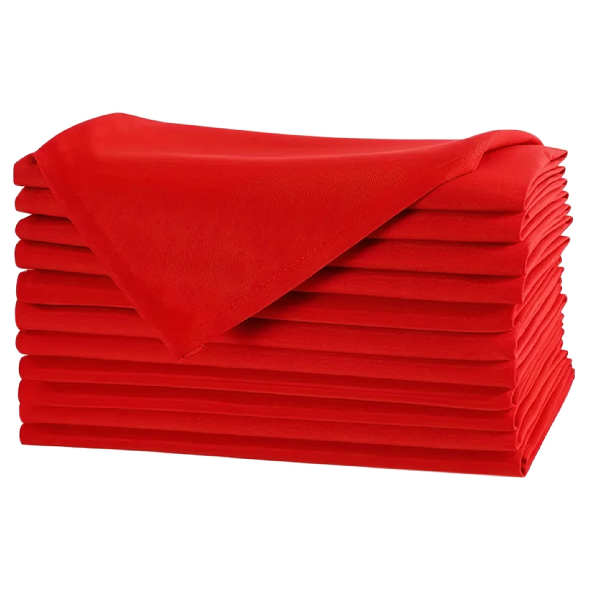 WedDecor 20 Inch Red Cotton Polyester Table Napkin for Home, Hotel, Dinning, Wedding, Banquet, Christmas Party, Events, Hemmed Edges Lightweight & Machine Washable, 10pcs