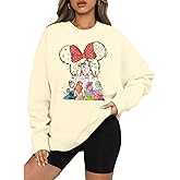 LUKYCILD Magic Kingdom Sweatshirts for Women Castle Oversized Sweatshirt Xmas Holiday Shirt Graphic Long Sleeve Pullover Tops