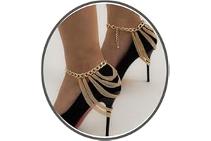 EARTIF High Heels Anklet Boot Chains for Women Layered Tassel Ankle Chains Gold Punk Bar Nightclubs Party Foot Chains Shoes Chain for Girls Gift