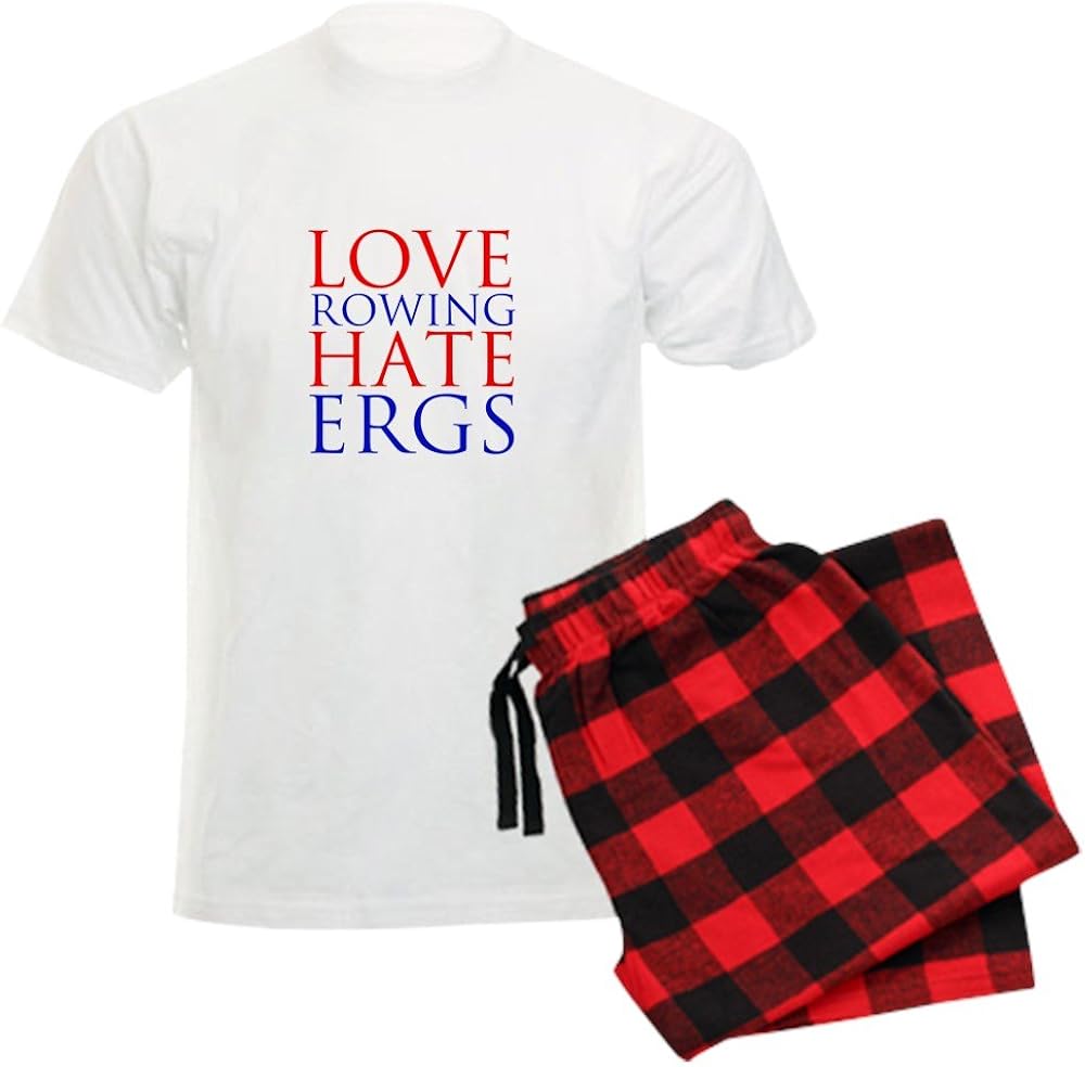 CafePress-Love Rowing-Hate Ergs Men's Light Pajamas-Unisex Novelty Cotton Pajama Set, Comfortable PJ Sleepwear