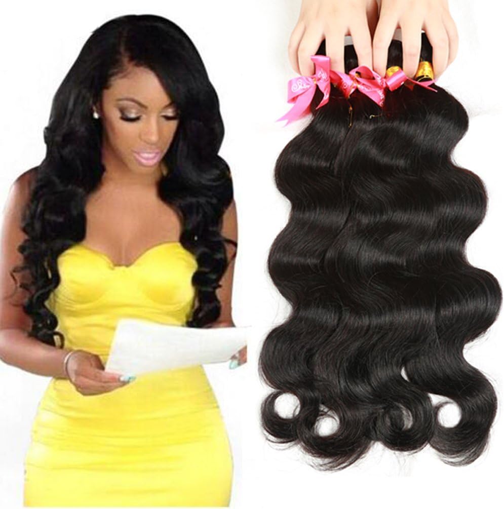 Brazilian Virgin Hair Body Wave Human Hair Bundles Brazilian Hair Weave Bundles 100% Unprocessed Virgin Human Hair Extensions Natural Color 14 16 18 18