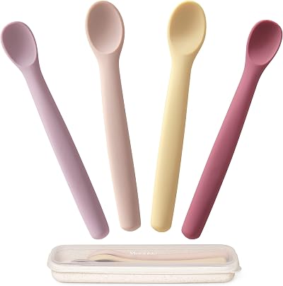 Moonkie Silicone Baby Spoons Set of 4 Soft-Tip Bendable Feeding