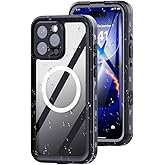 Lunivop for iPhone 16 Pro Max Case 6.9'' Waterproof 【Compatible with Magsafe 】 IP68 Underwater Clear Magnetic Built-in Screen Protector Diving Swim Dustproof Shockproof Full Body Phone Cover Black