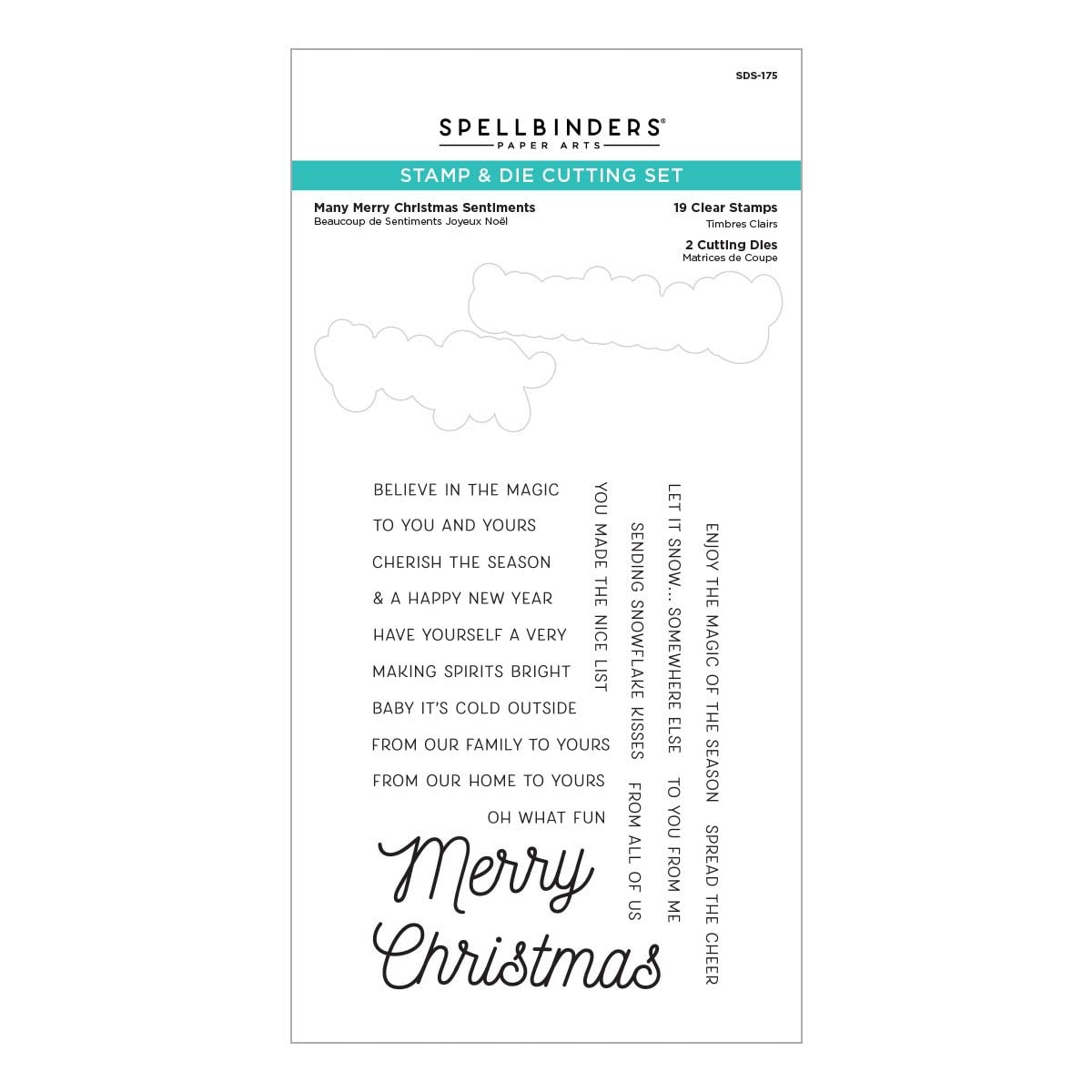Spellbinders Many Merry Christmas Sentiments