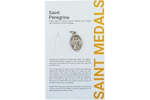 VENERARE 1" Saint Peregrine Medal with Prayer Card | Durable and Detailed Charm | Pendant Medal Carded with Prayer | Christian Jewelry