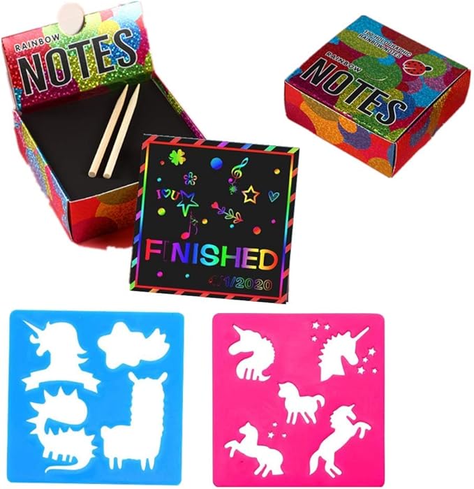AYUQI Scratch Art Kit, Colorful Holographic Magic Scratch Off Notes
