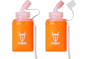 UTOBEST Soft Flask, 2 Pack Soft Flask Running Bottles 350 ml,TPU Foldable Running Flask, Portable Collapsible Flask Handheld for Travel Traveling Hiking Cycling City Walk Orange