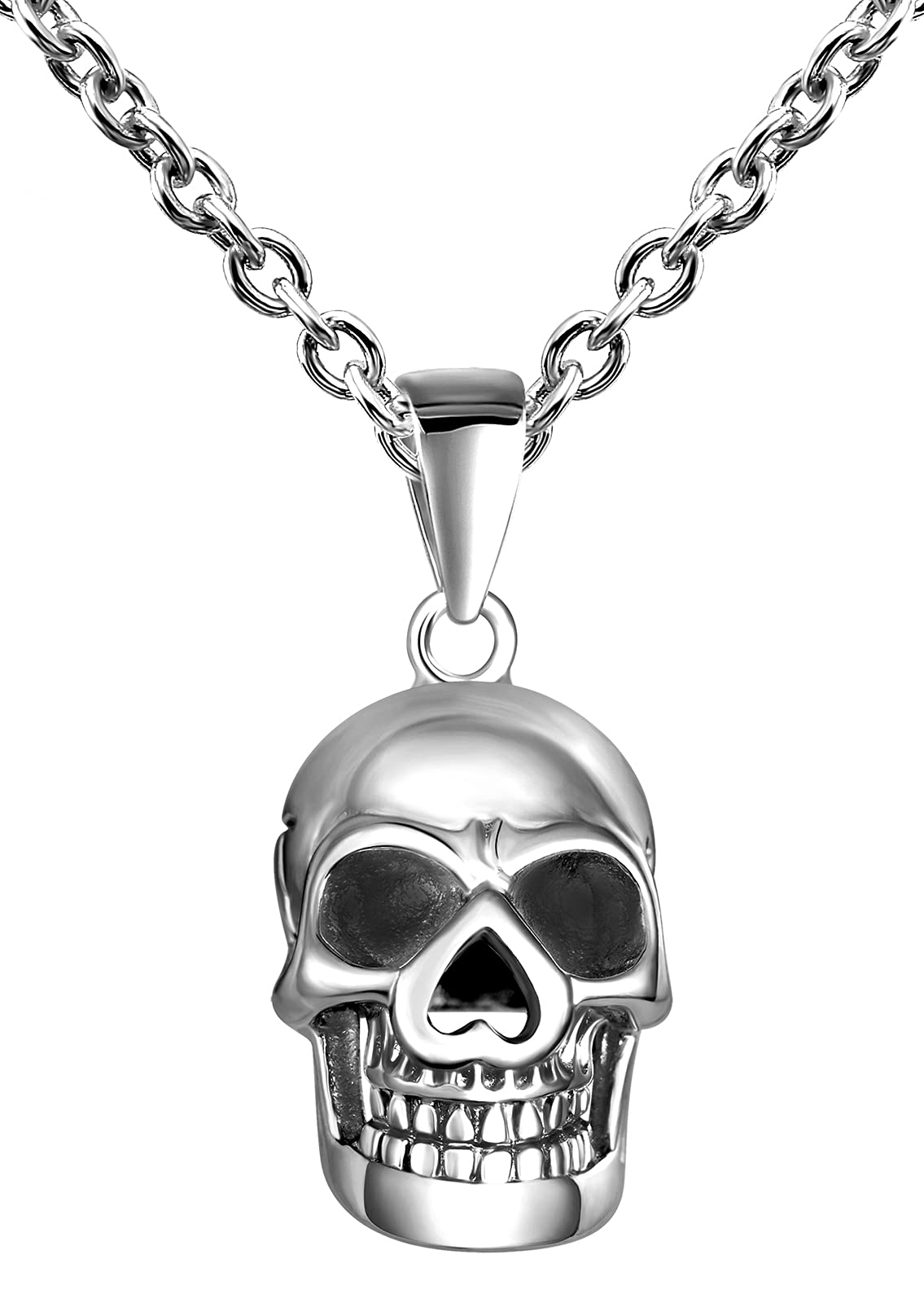 Feilok Mens Necklace Skeleton Silver Unisex Religious Stainless Steel Neck Link Chains for Man Women