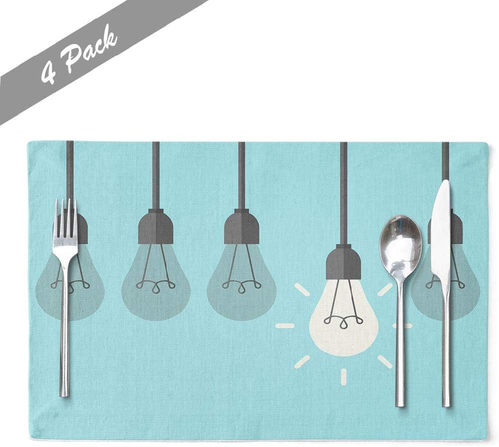 threetothree Inspirational Placemats, Dining Placemats Hanging with Burning Blue Inspiration and Flat Heat Resistant Placemats for Pet Kitchen Table 18 x 12 Inches, Blue Bright