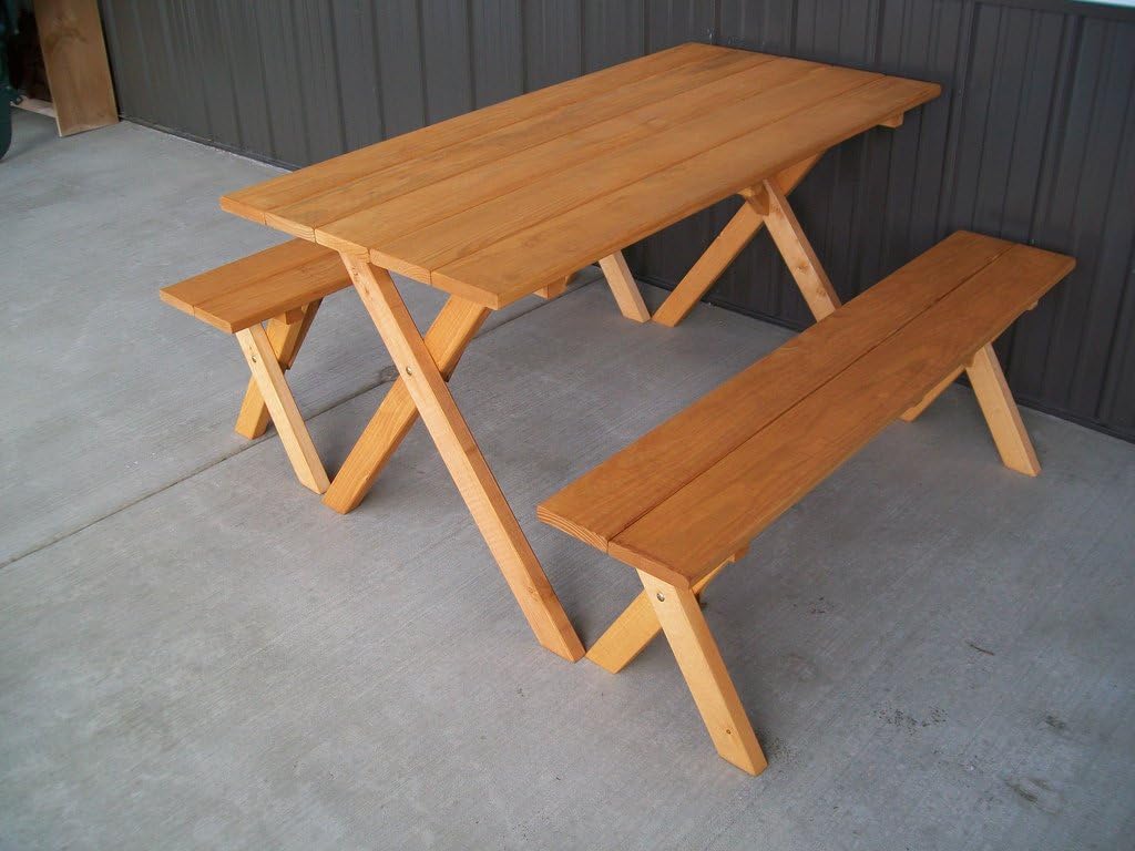 Pine 5' Economy Table with 2 Benches, Cedar