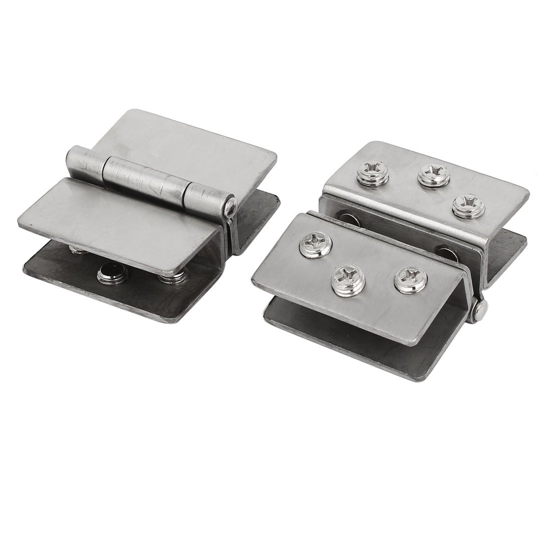 Sourcingmap 8-10mm Thickness Adjustable Glass Door Double Clip Clamp Hinges 2PCS