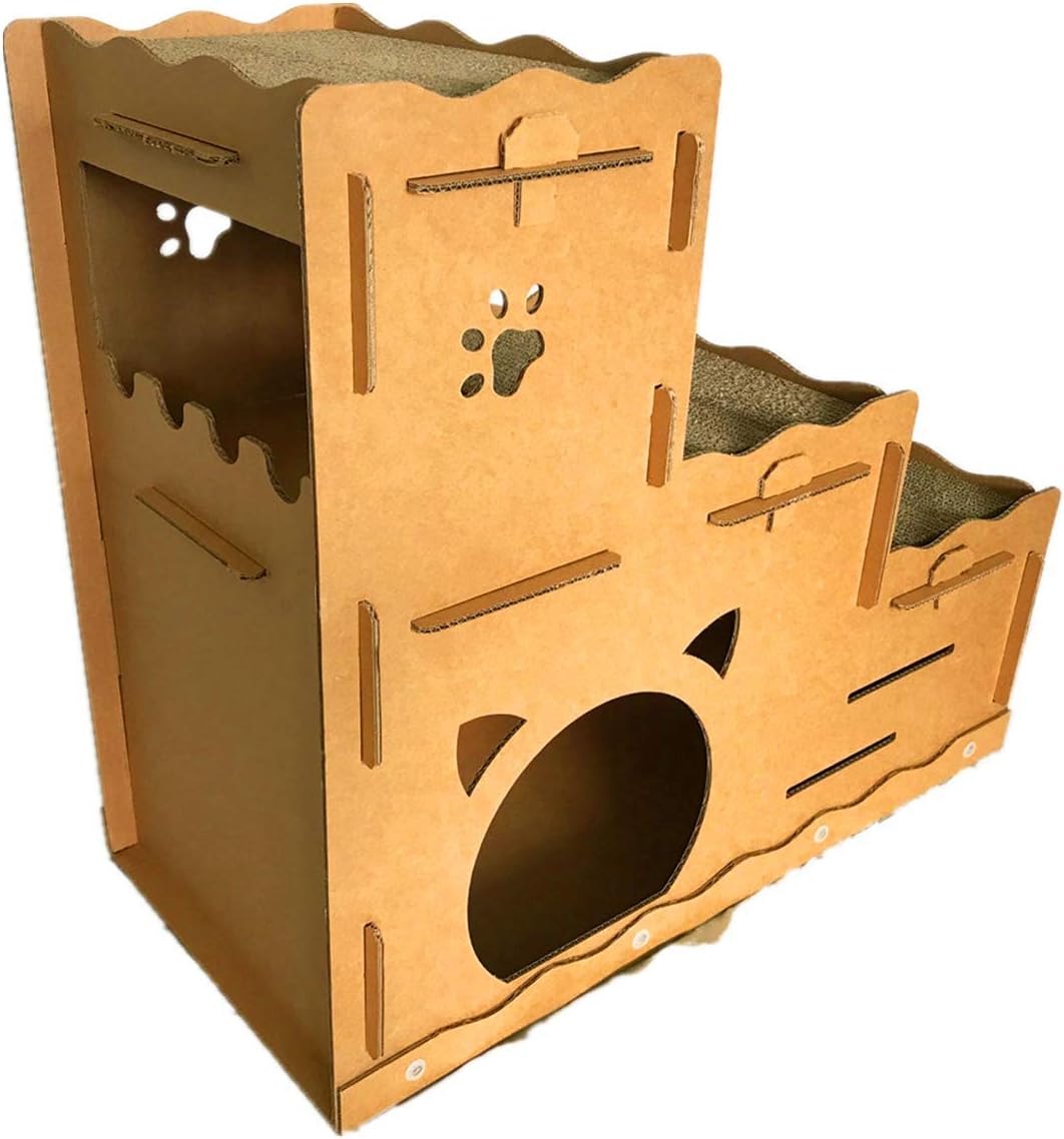 Seny Cardboard Cat House with Cat Scratcher
