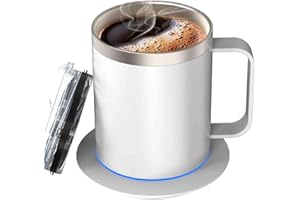 Smart Coffee Mug Warmer & Mug Set,Electric Coffee Mug with 10Hrs Auto Shut Off,Powered by USB DC,Coffee Gifts (12oz-White)