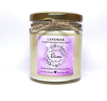 Eliora Lavender Scented Candle (Ivory Colour) Made with Blended Natural Wax and fine Fragrance Oils for a Healthy and Clean Burn